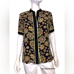 VINTAGE 70s BOB MACKIE 100% PURE SILK BLOUSE WEARABLE ART TOP